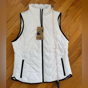 Asics Women's White Quilted reflective Vest with Black Trim size Small